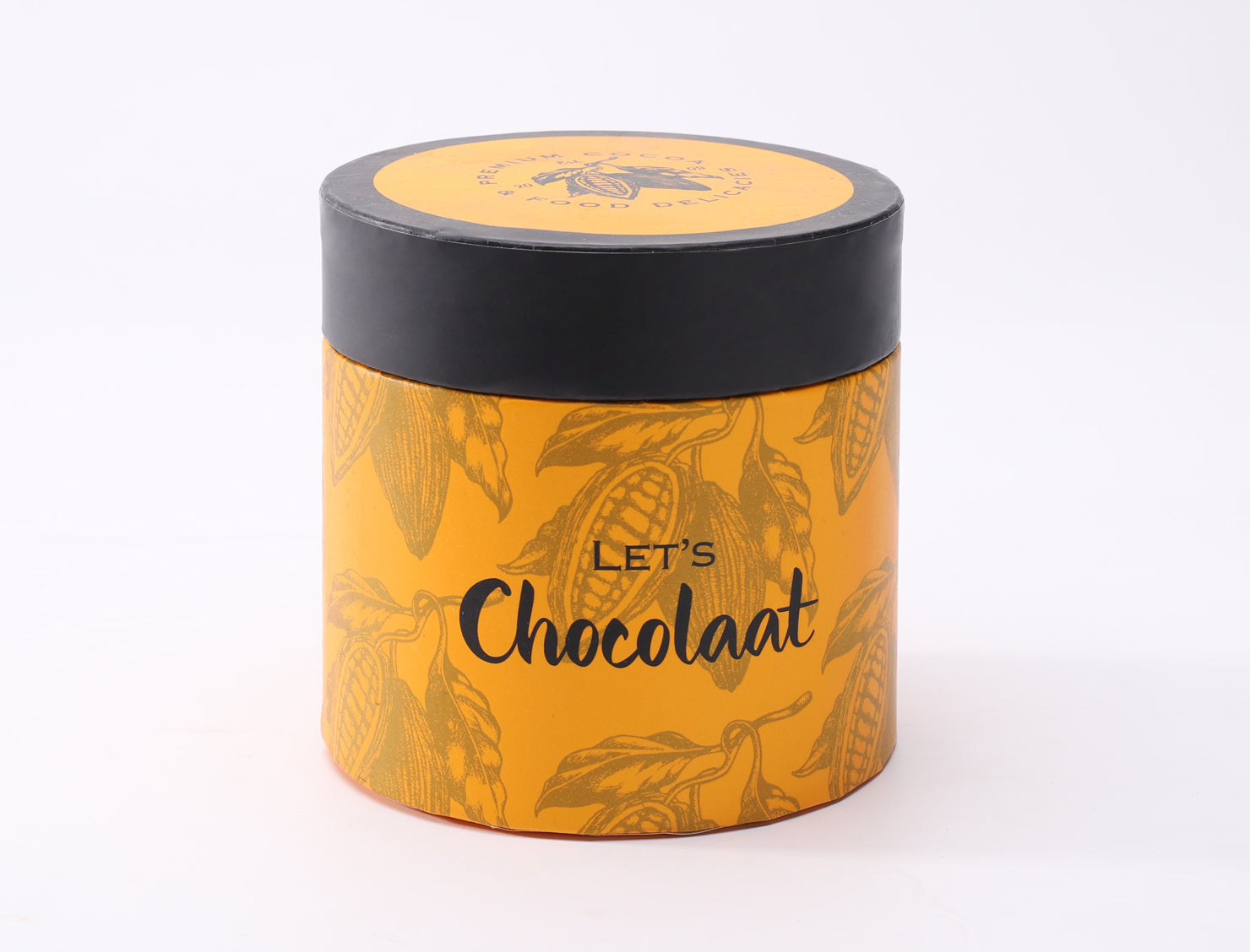yellow round paper box