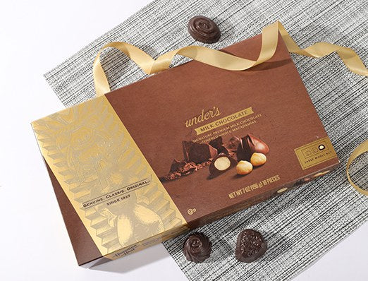 Brown rigid chocolate paper box