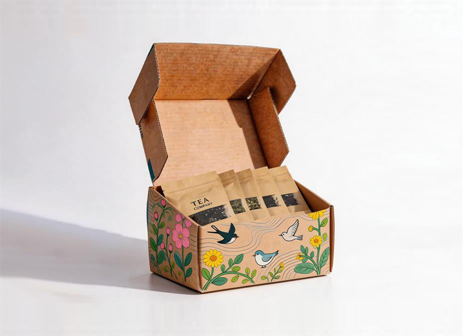 Brown kraft teabag shipping mailor box