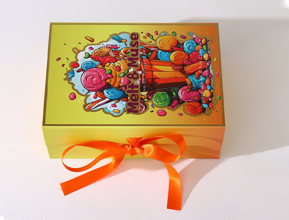 Large Magnetic Folding Paper Box with Ribbon Closure
