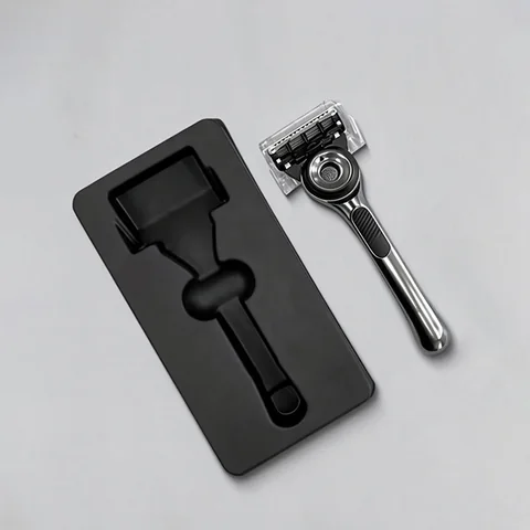 Black molded pulp tray for electric shavers
