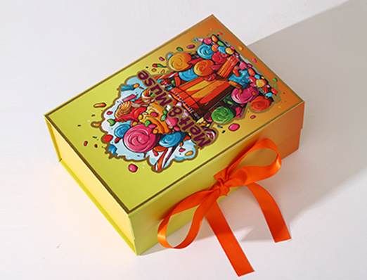 Large Magnetic Folding Paper Box with Ribbon Closure
