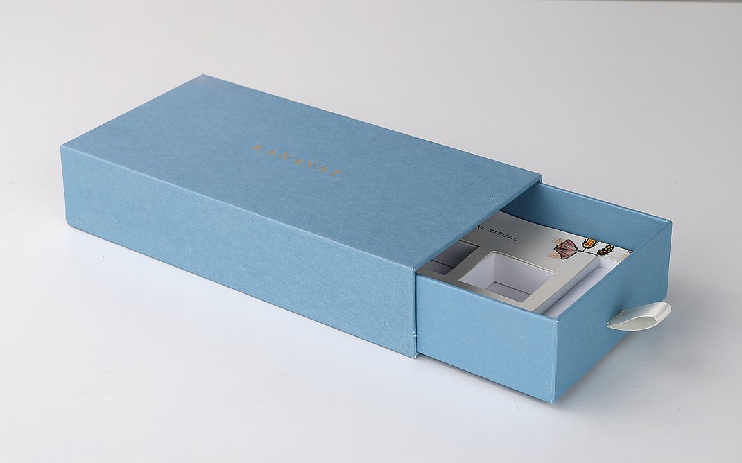 blue drawer paper box