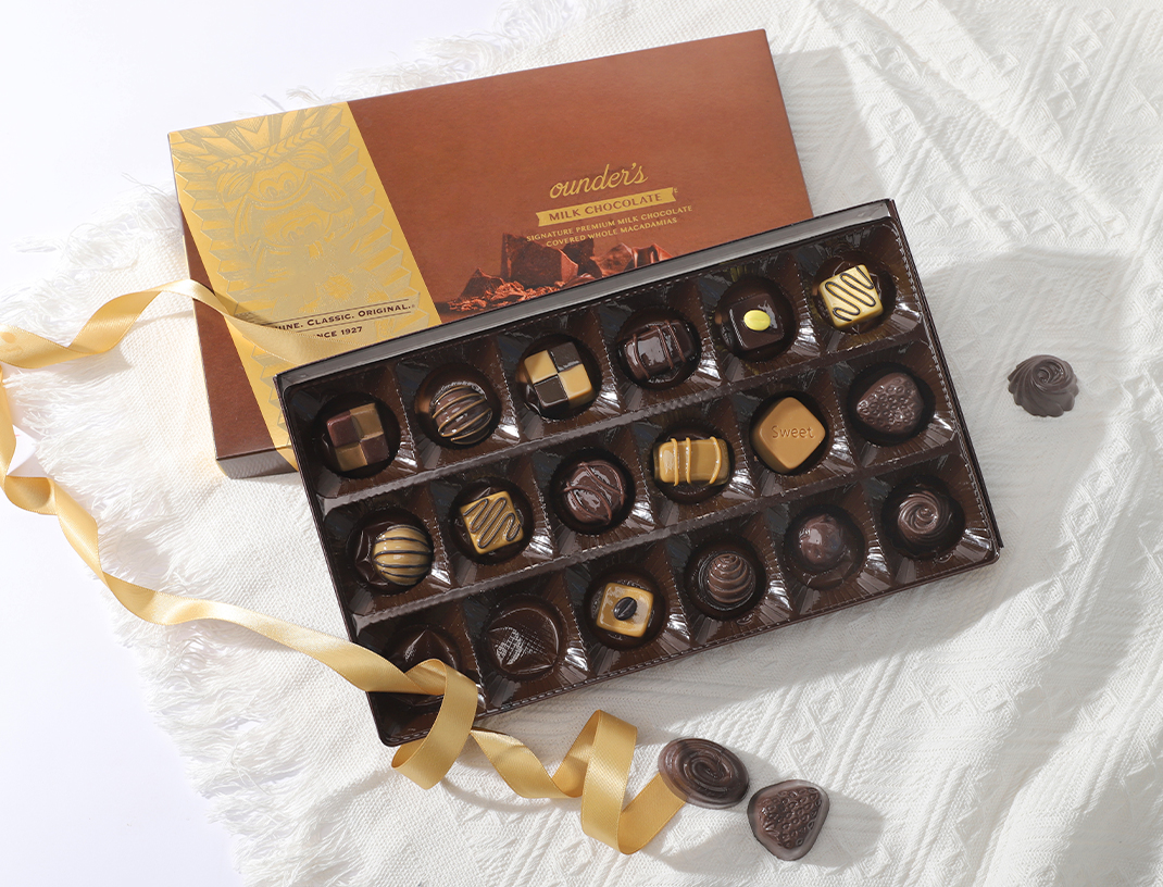 Brown rigid chocolate paper box