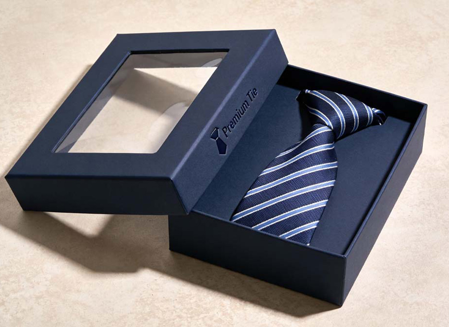 tie gift paper box with PVC window