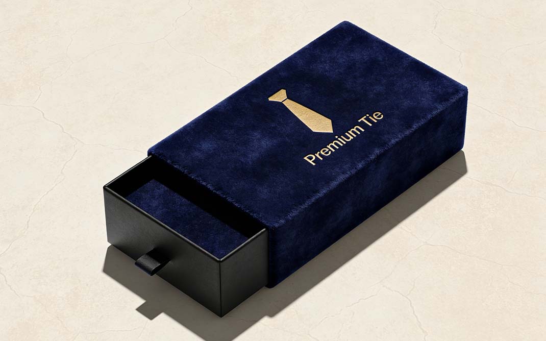 Velvet tie paper box