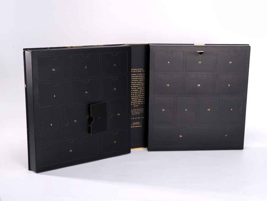 black calendar paper box