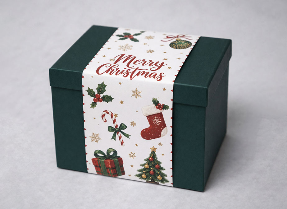 Christmas Sleeve with Lid & Base Chocolate Paper Box